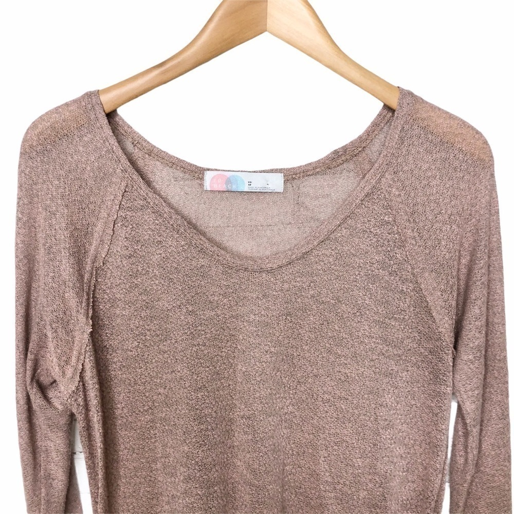 Free People Beach Knit Top Long Sleeve Pink Tan Size XS - Picture 6 of 9